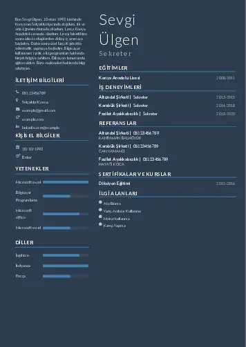 Sekreter CV Örnekleri cv indir